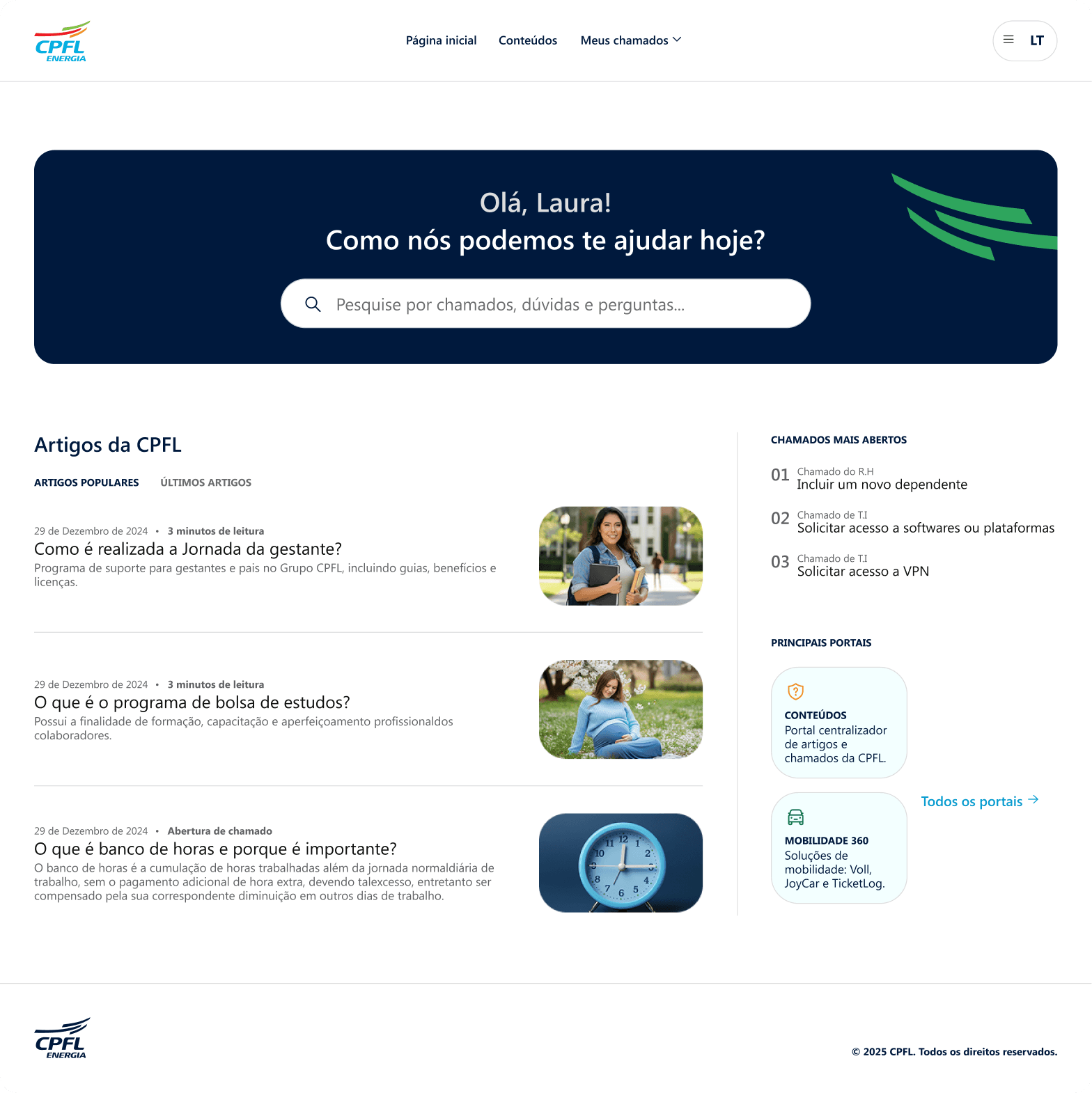Portal interface after the usability test