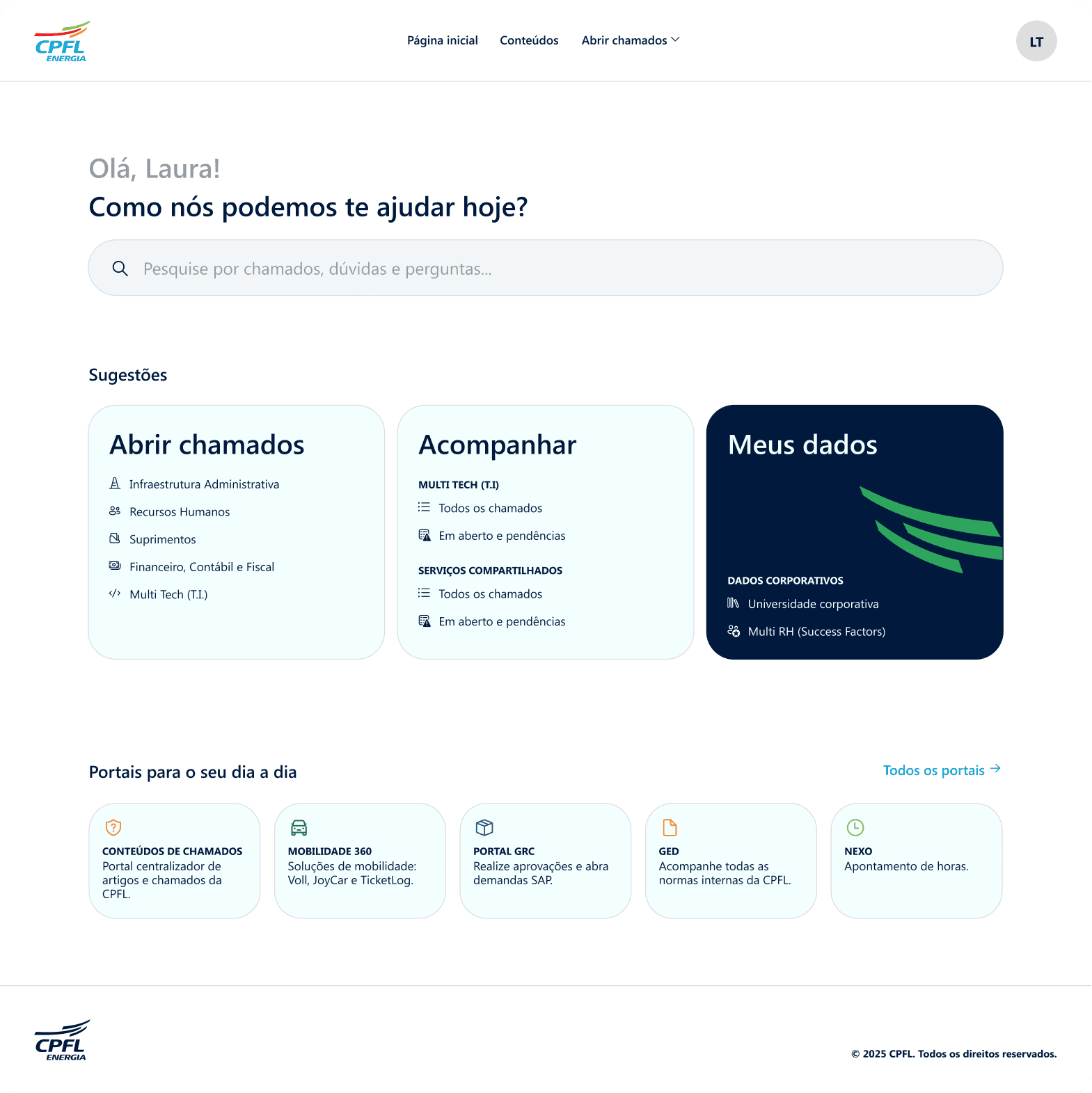 Portal interface before